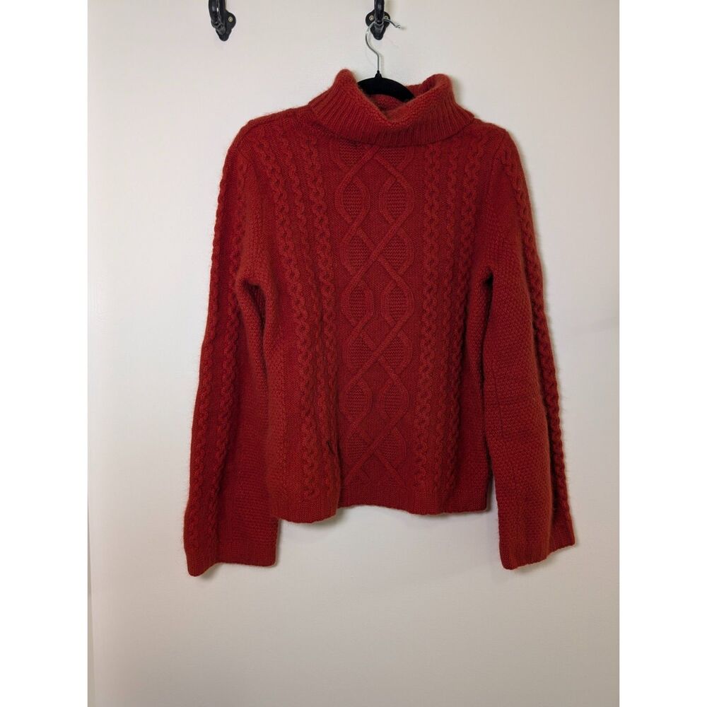 Carole Little Vintage Chunky Knit Sweater Burnt Orange Rust Med Cozycore Angora - Picture 3 of 13